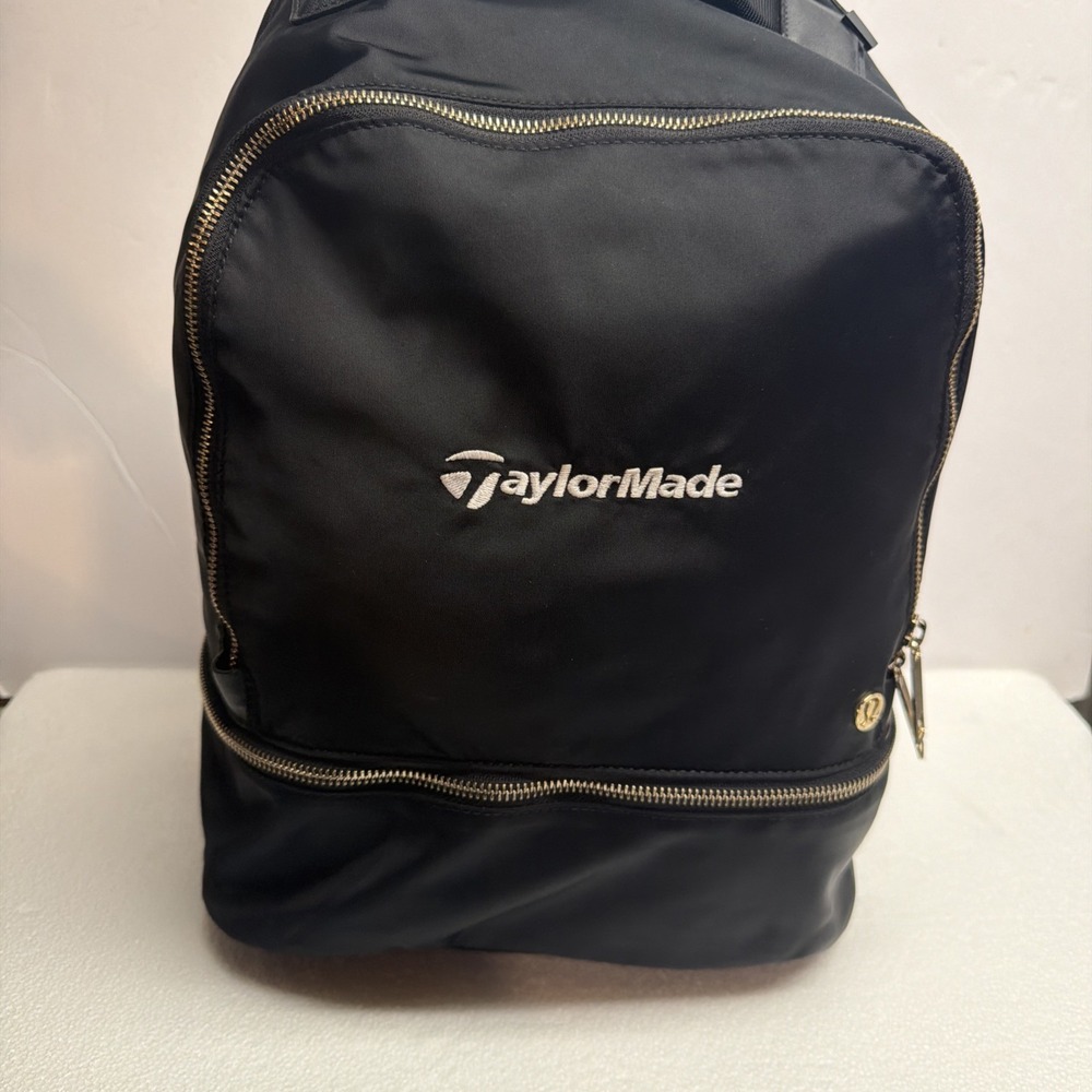 Lululemon Taylormade Golf Black Nylon Backpack Gold Hardware Lightweight